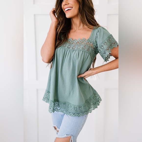 Summers Changing Lace Square Neck Blouse - Picture 2 of 3